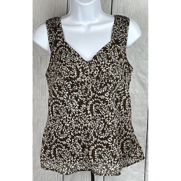 George Designs by Mark Eisen XS (0/2) Sleeveless V-Neck Brown Sheer Lined Top - Picture 1 of 12